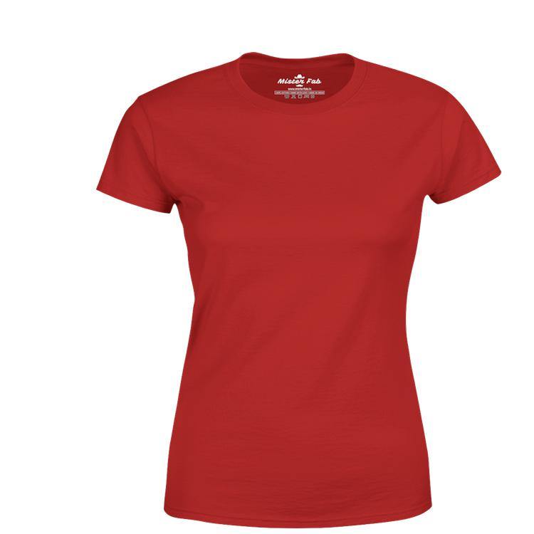 Women Red Round Neck plain T-Shirt: Mister Fab