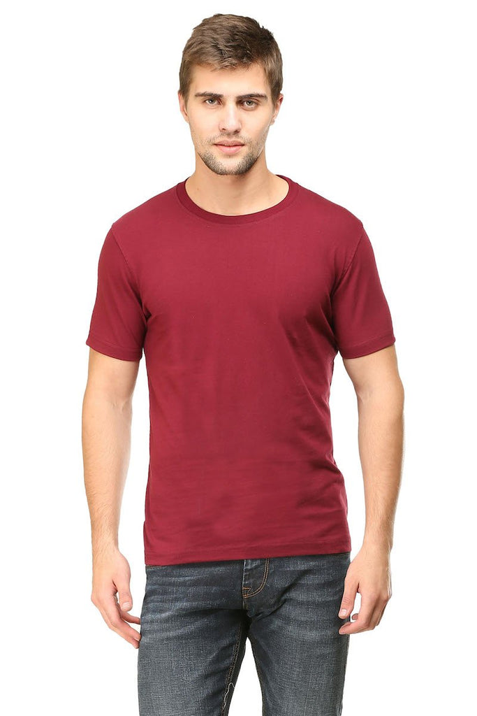 Maroon Plain Round Neck T-Shirt - Mister Fab