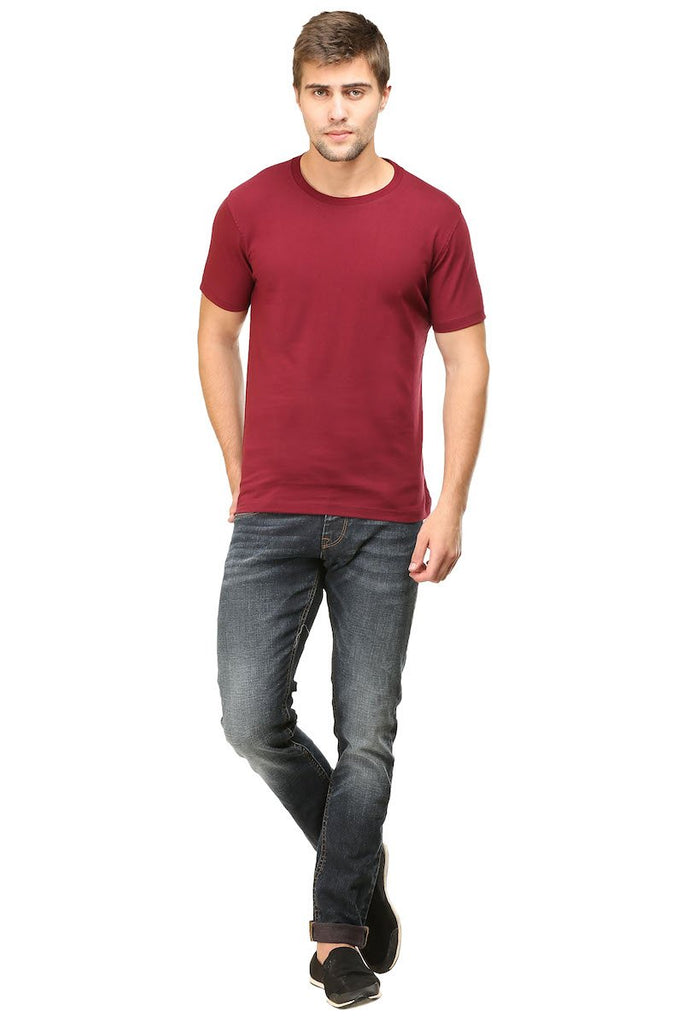 Melange Grey Plain round Neck T-Shirts: Mister Fab