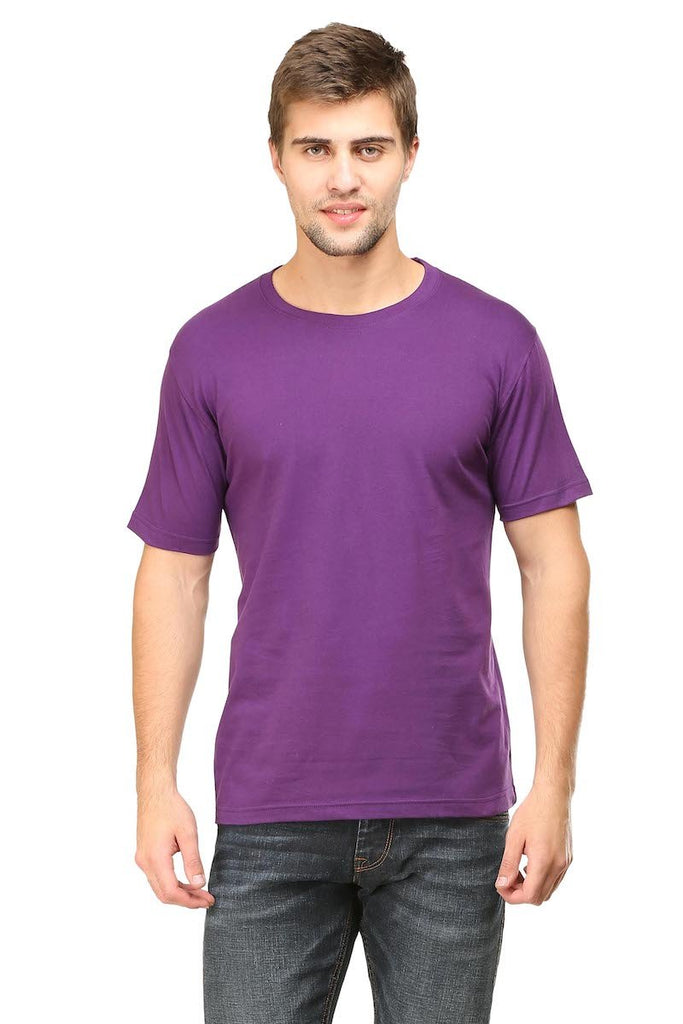 Purple Plain Round Neck T-Shirt - Mister Fab