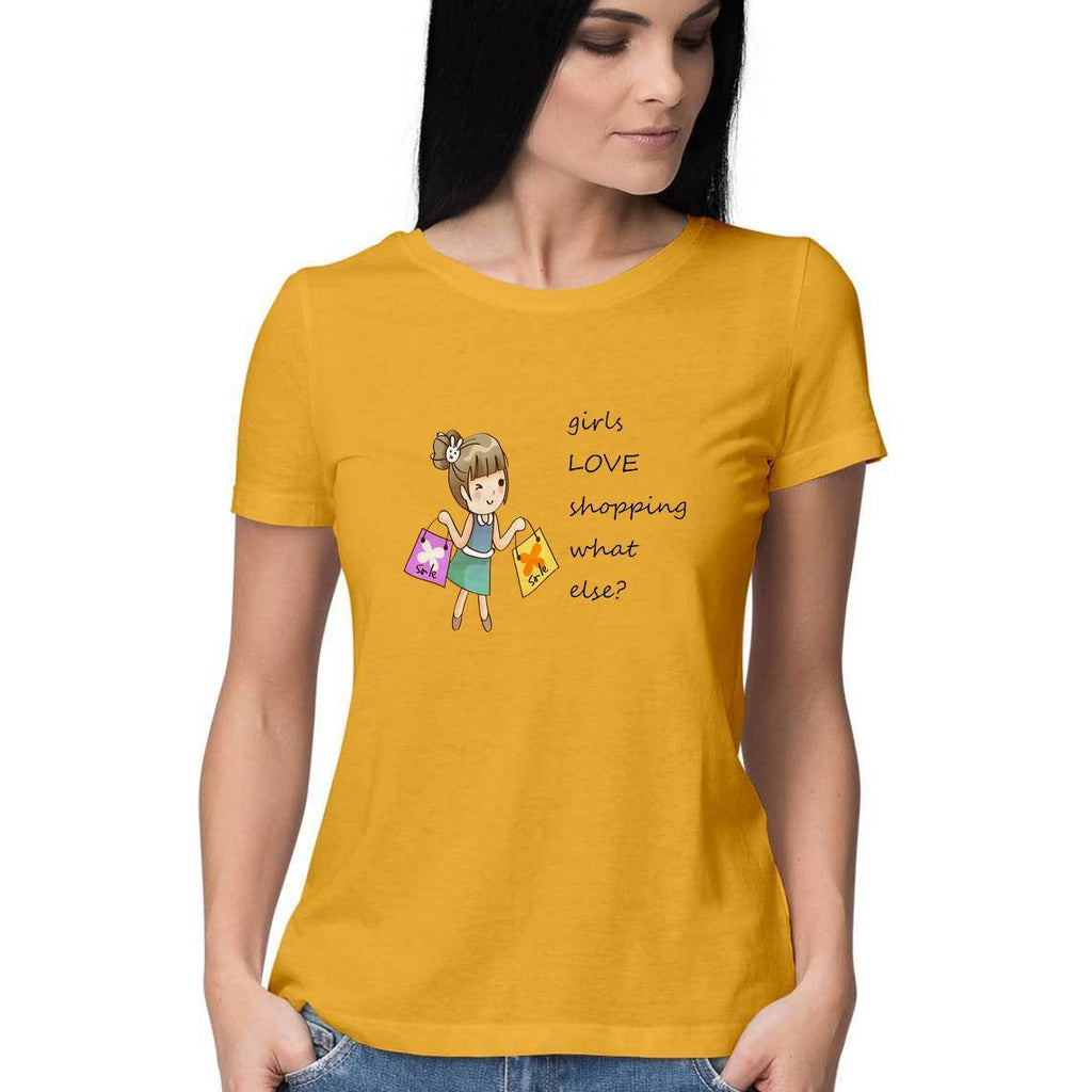 Girls Love Shopping Women Round Neck T-Shirt - Mister Fab