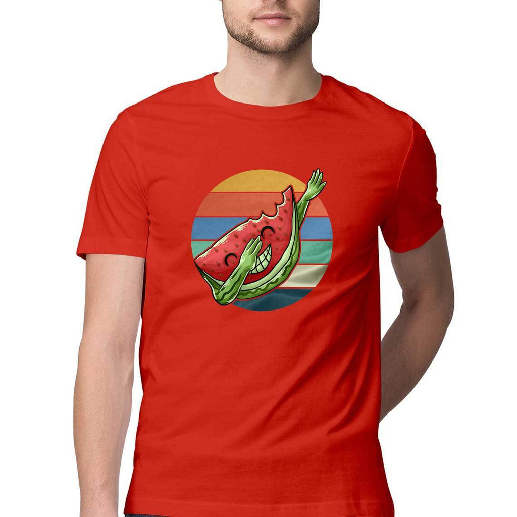 Dabbing Watermelon Round Neck T-Shirts - Mister Fab