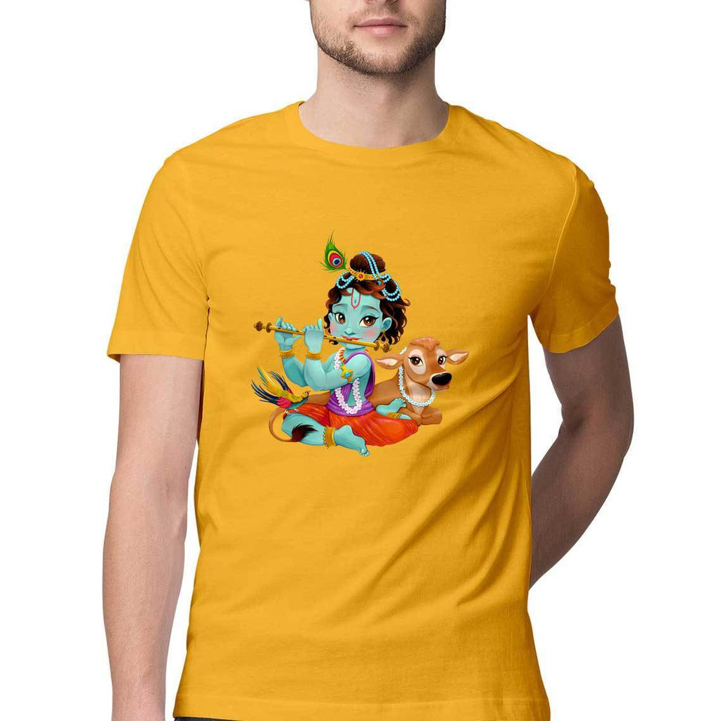 Krishna Gopal With Flute Round Neck T-Shirt (Janmasthami 2019) | Misterfab - Mister Fab