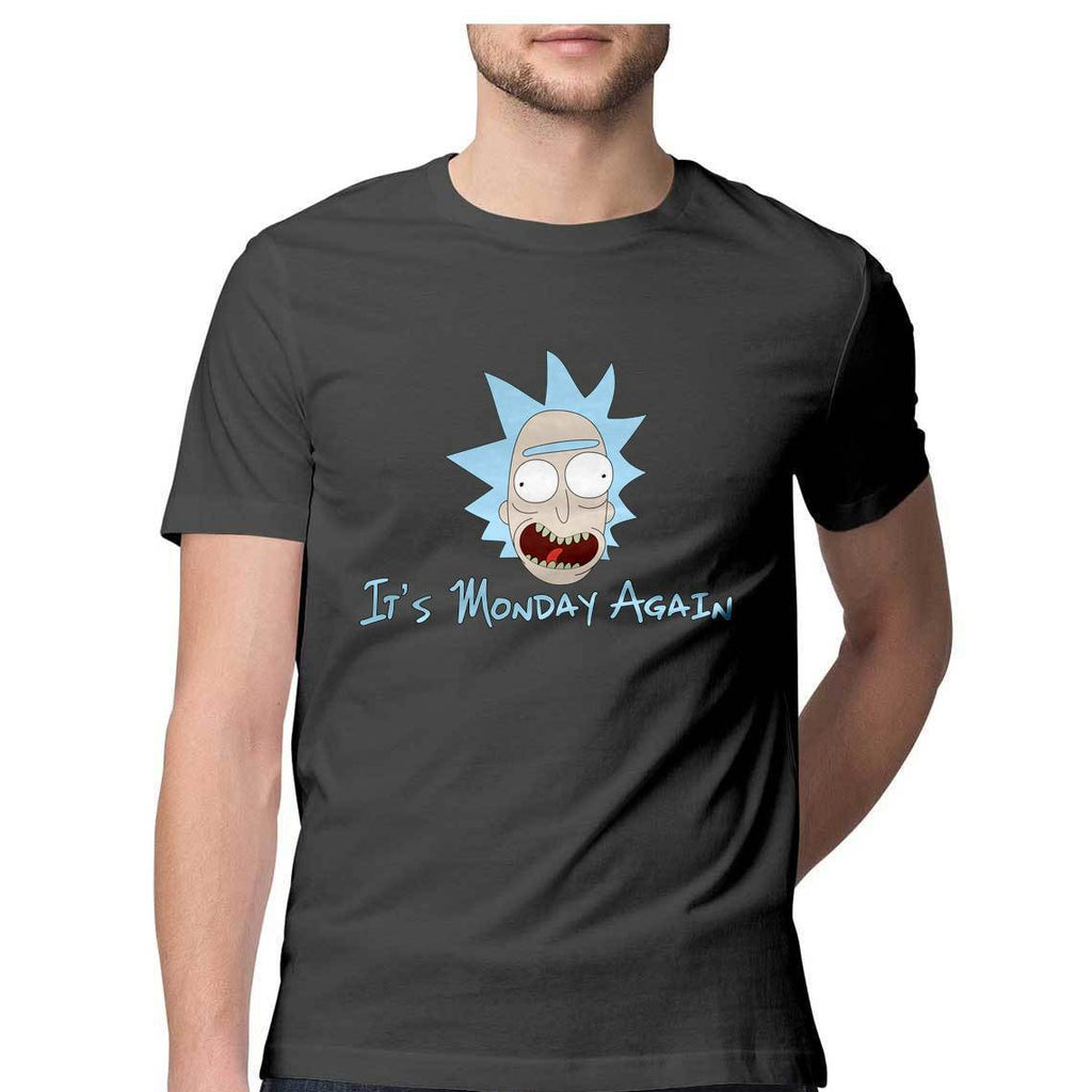 It is Monday Again Rick and Morty Round Neck T-Shirt - Mister Fab