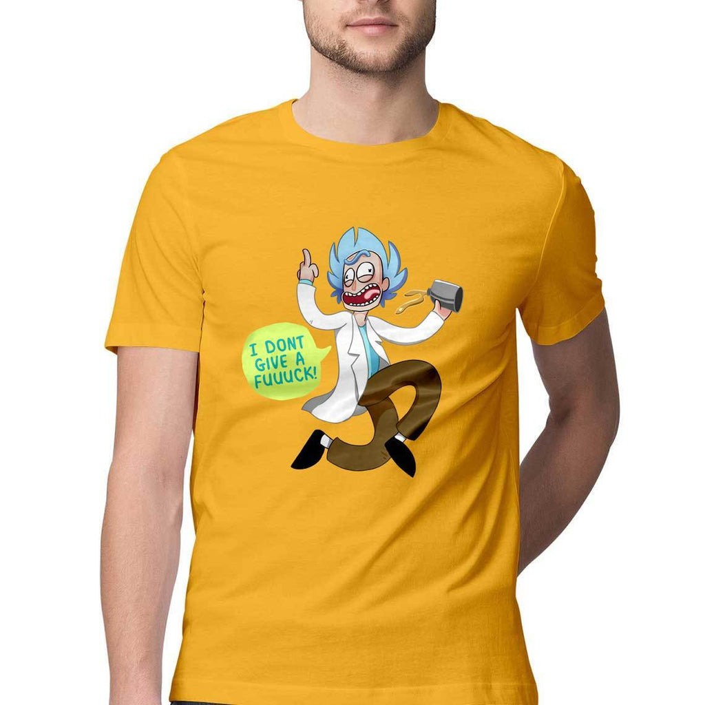 I don't give a f**k Rick and Morty Round Neck T-Shirt - Mister Fab