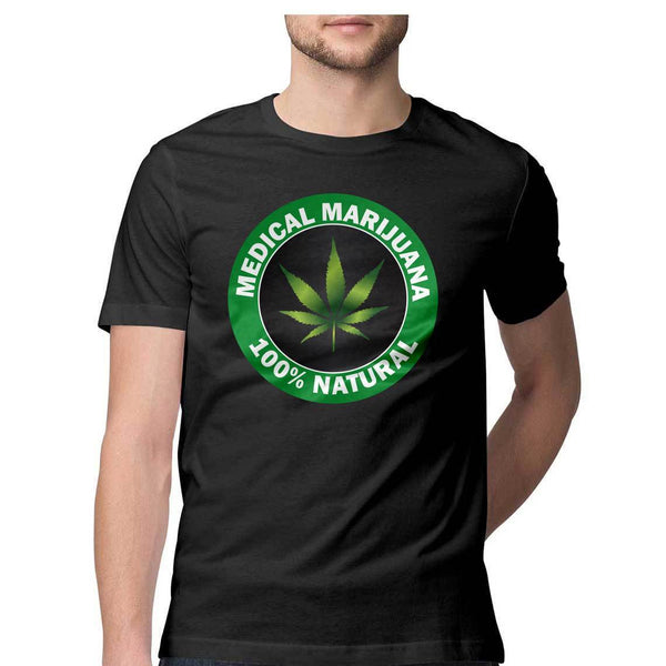 Hundred Percent Natural Marijuana Round Neck T-Shirt - Mister Fab