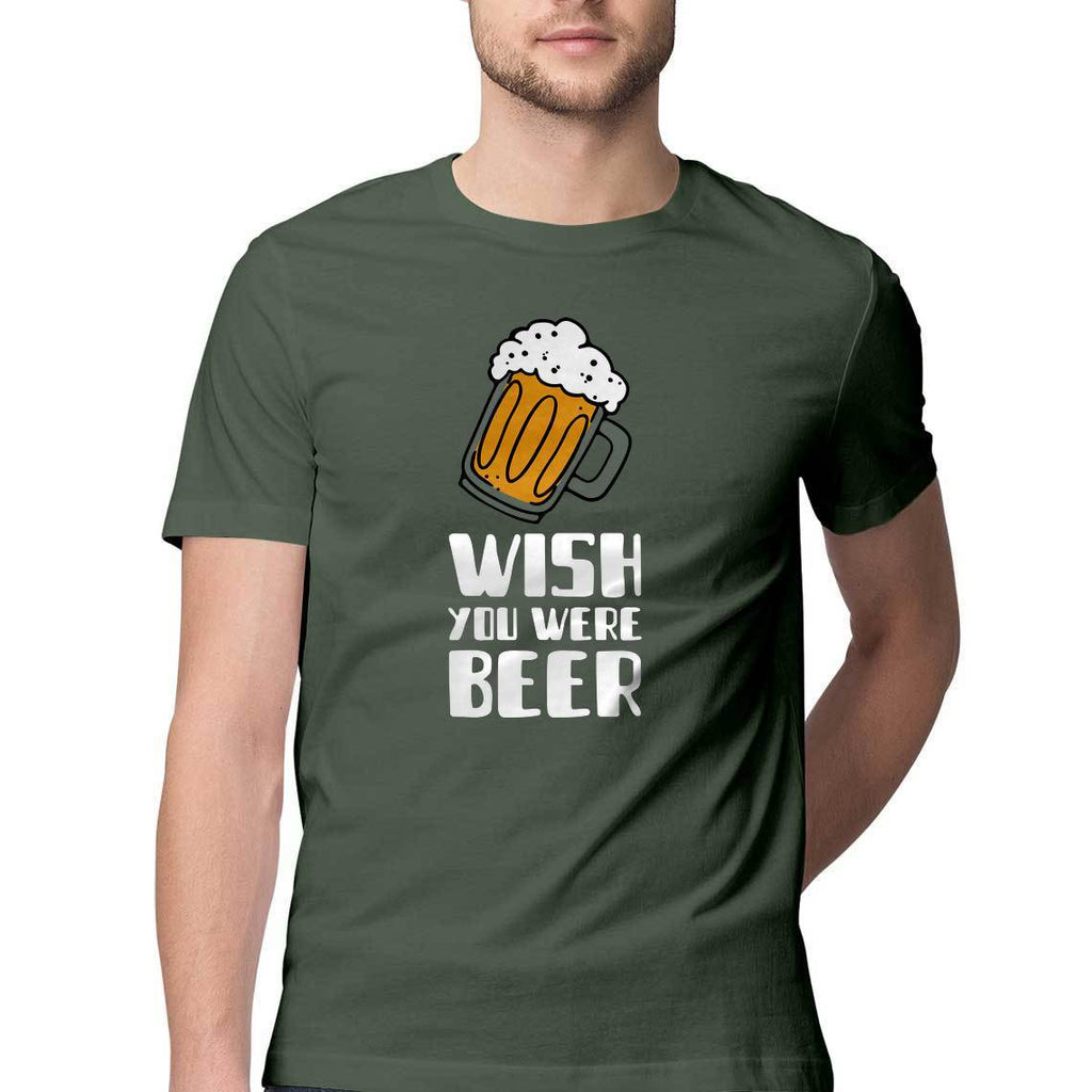Wish You Were Beer Round Neck T-Shirt - Mister Fab