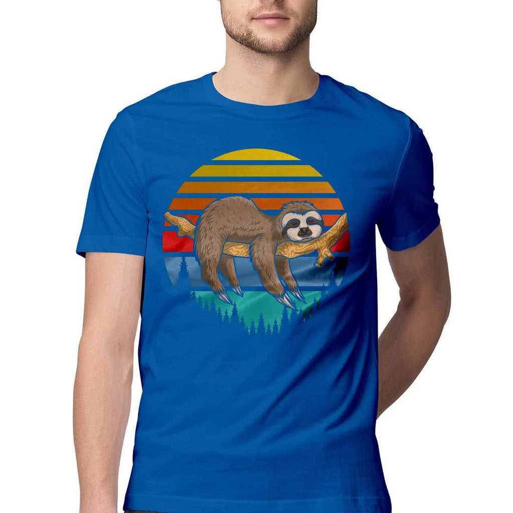 Lazy Sloth Round Neck T-shirt - Mister Fab