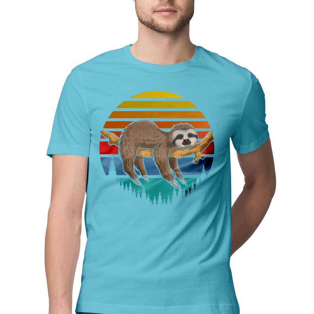 Lazy Sloth Round Neck T-shirt - Mister Fab