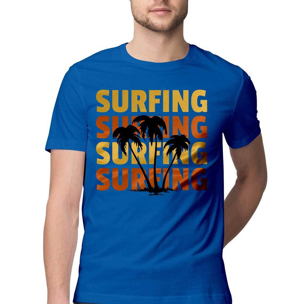 Surfing Typography Round Neck T-Shirts - Mister Fab