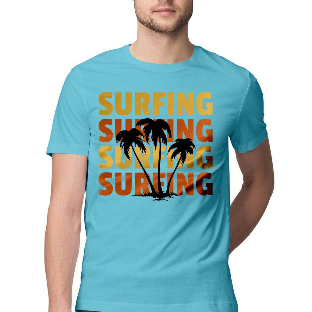Surfing Typography Round Neck T-Shirts - Mister Fab