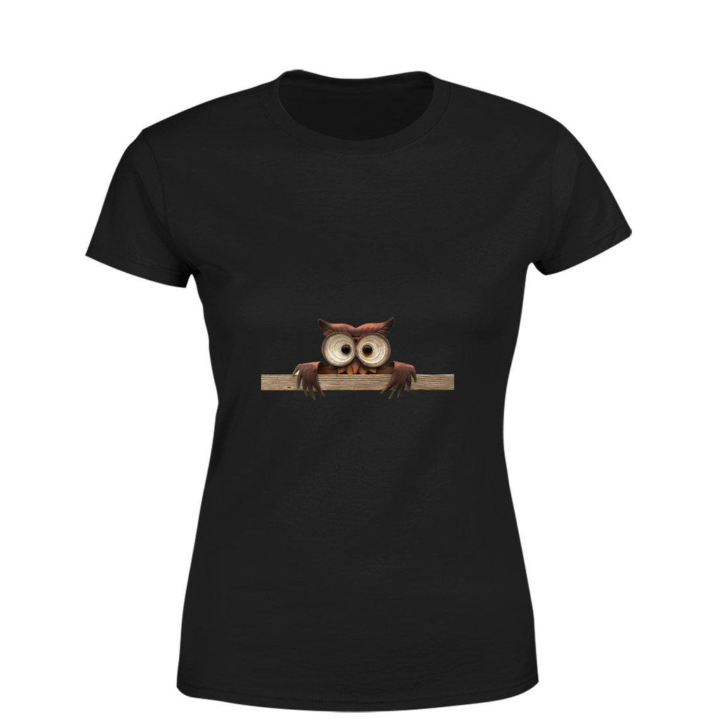 Staring Owl Women Round Neck printed T-Shirts - Mister Fab