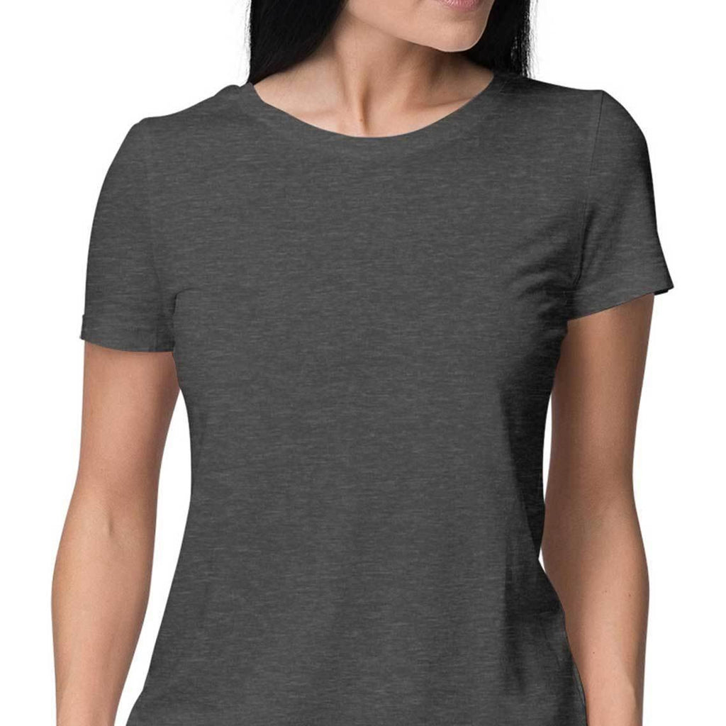 Women Charcoal Grey Round Neck plain T-Shirt - Mister Fab