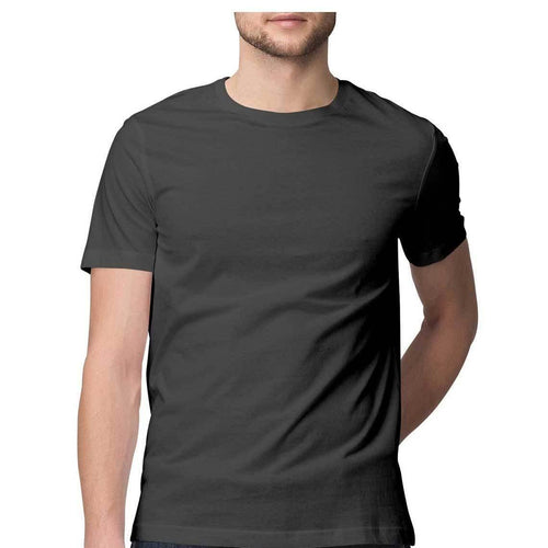 Charcoal Grey Plain round Neck T-Shirts - Mister Fab