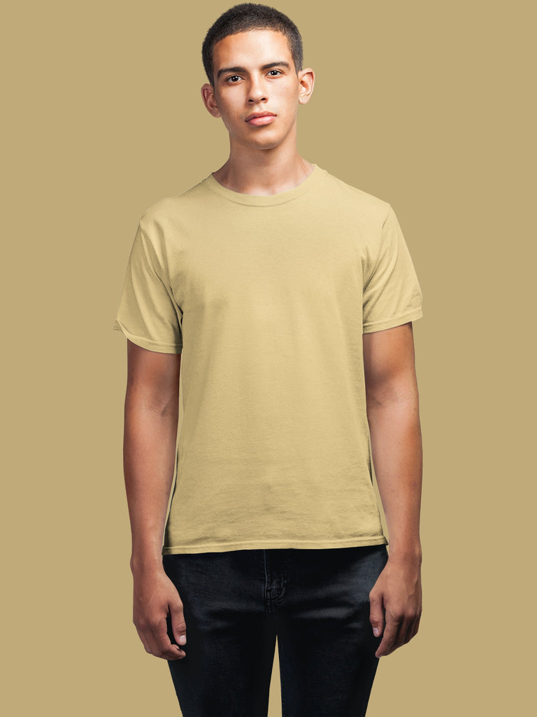 Mister Fab Premium Beige Cotton T-Shirt