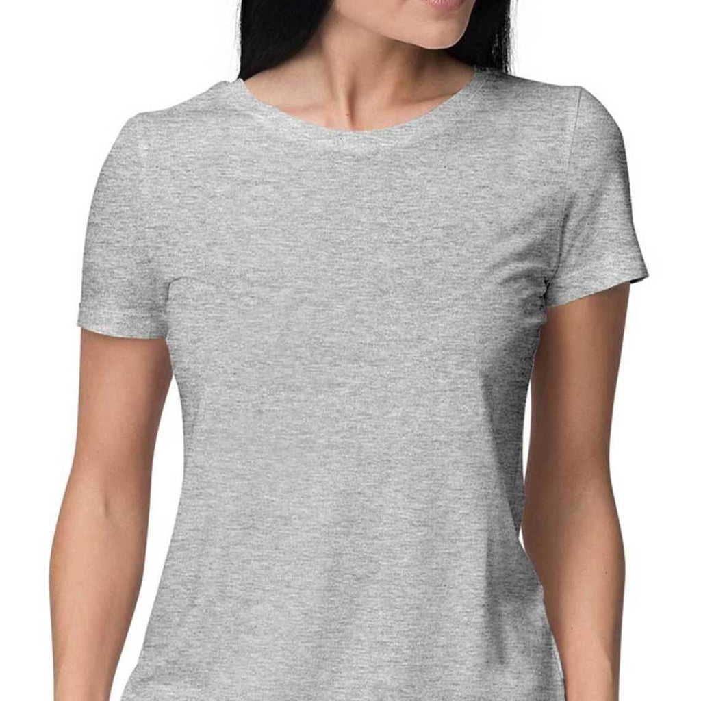Women Melange Grey Round Neck plain T-Shirt - Mister Fab