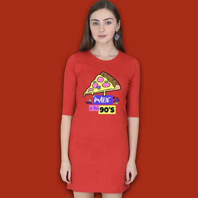 Made in the 90's Pizza women t-shirt dress - Mister Fab