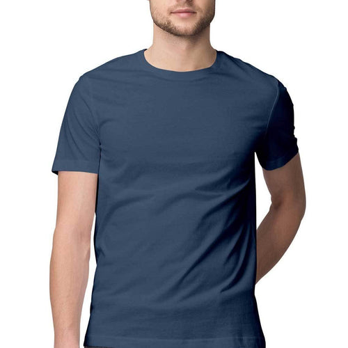 Navy Blue Plain round Neck T-Shirts - Mister Fab