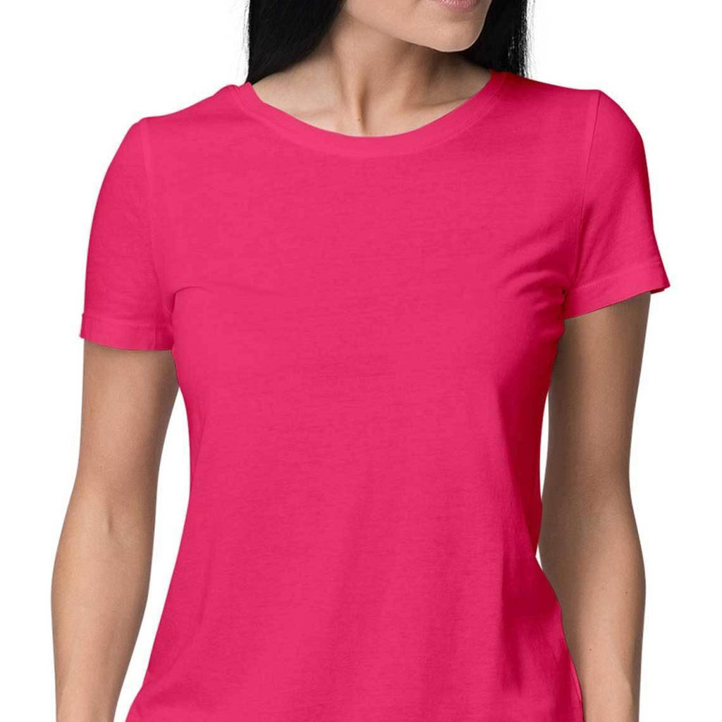 Women Pink Round Neck plain T-Shirt - Mister Fab