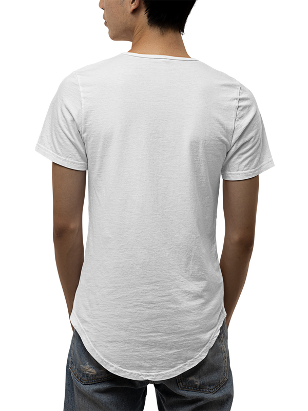 Mister Fab White Longline Curved Cotton T-Shirt