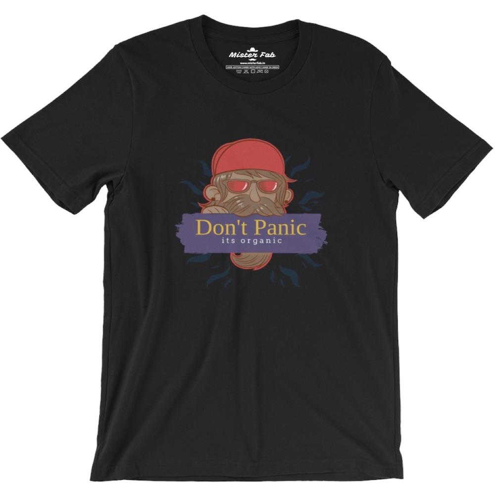 Beard Man Don't Panic It's Organic Round Neck T-shirts - Mister Fab