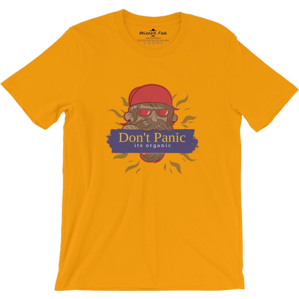Beard Man Don't Panic It's Organic Round Neck T-shirts - Mister Fab