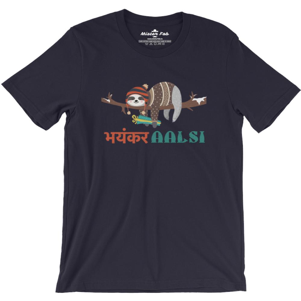 Bhayankar Aalsi Round Neck T-Shirts - Mister Fab