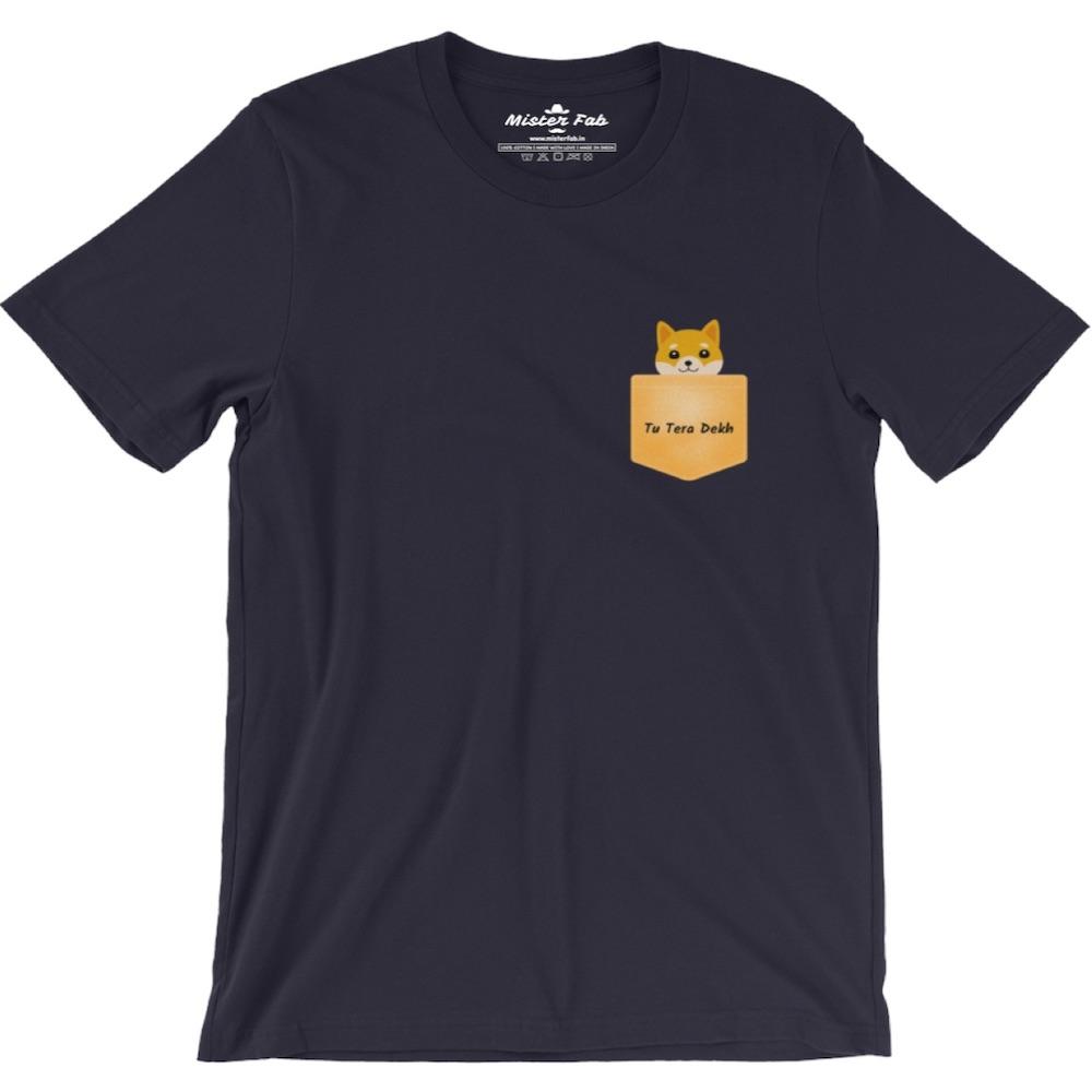 Tu Tera Dekh Pocket Cat Round Neck T-shirts - Mister Fab