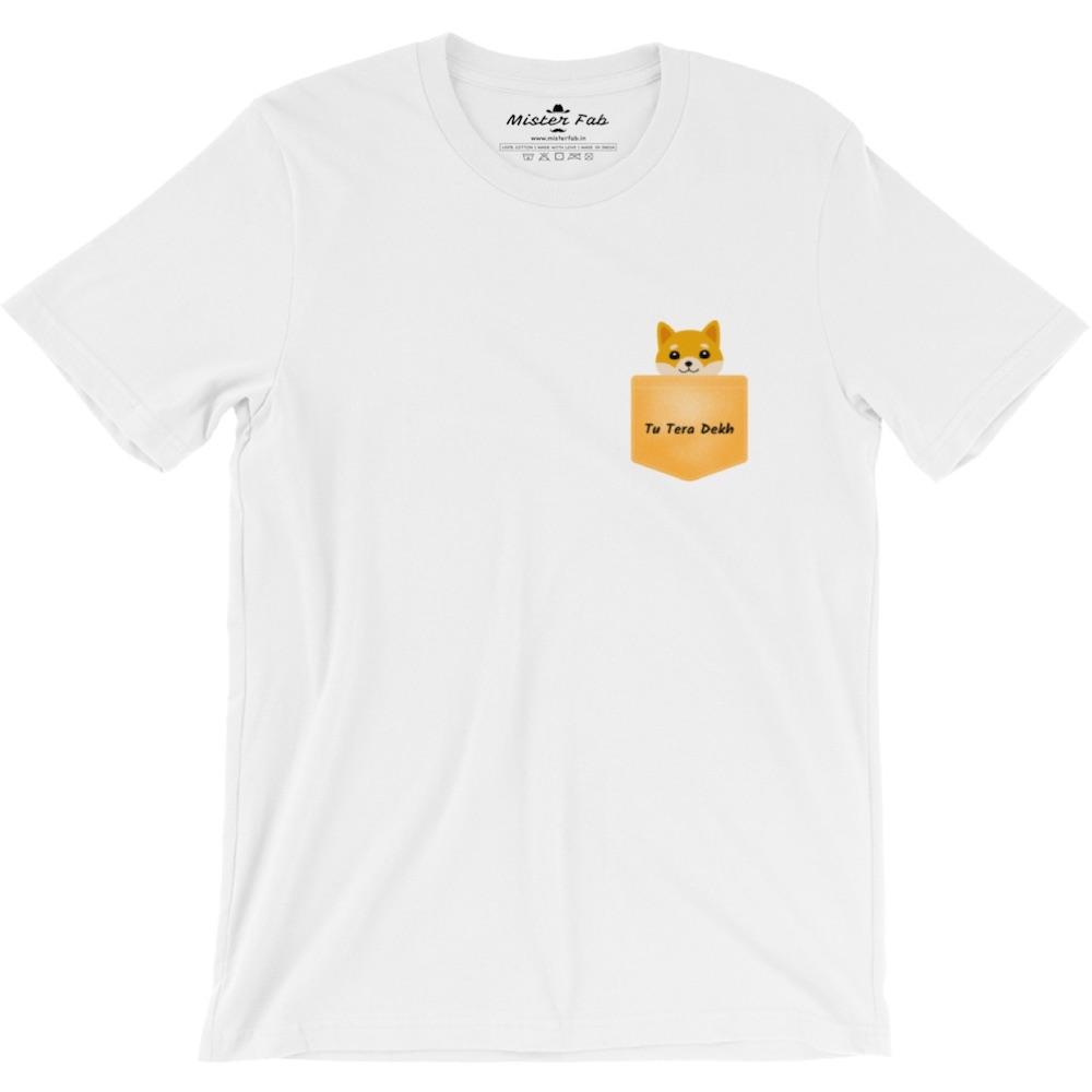 Tu Tera Dekh Pocket Cat Round Neck T-shirts - Mister Fab