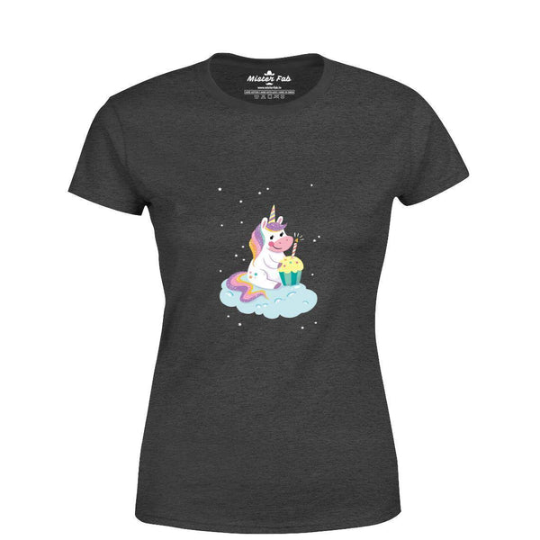 Foodie Unicorn Women Round Neck T-Shirts - Mister Fab