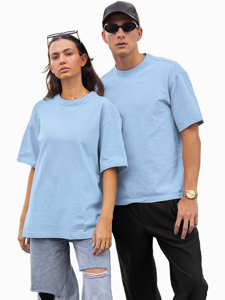 Mister Fab Oversized Premium Baby Blue Cotton T-Shirt