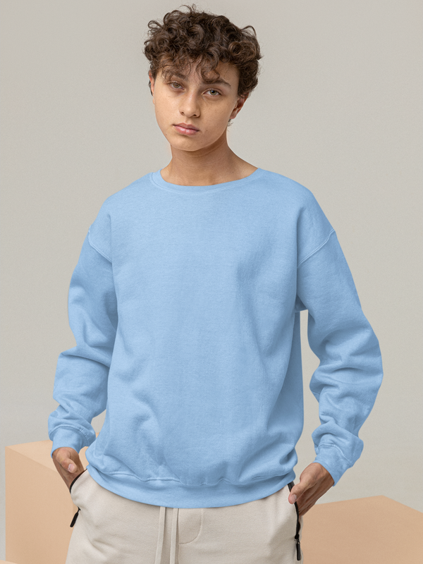 Mister Fab Premium Baby Blue Cotton Sweatshirt