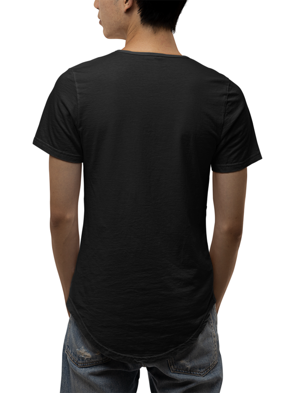 Mister Fab Black Longline Curved Cotton T-Shirt