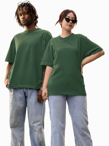 Mister Fab Oversized Premium Bottle Green Cotton T-Shirt