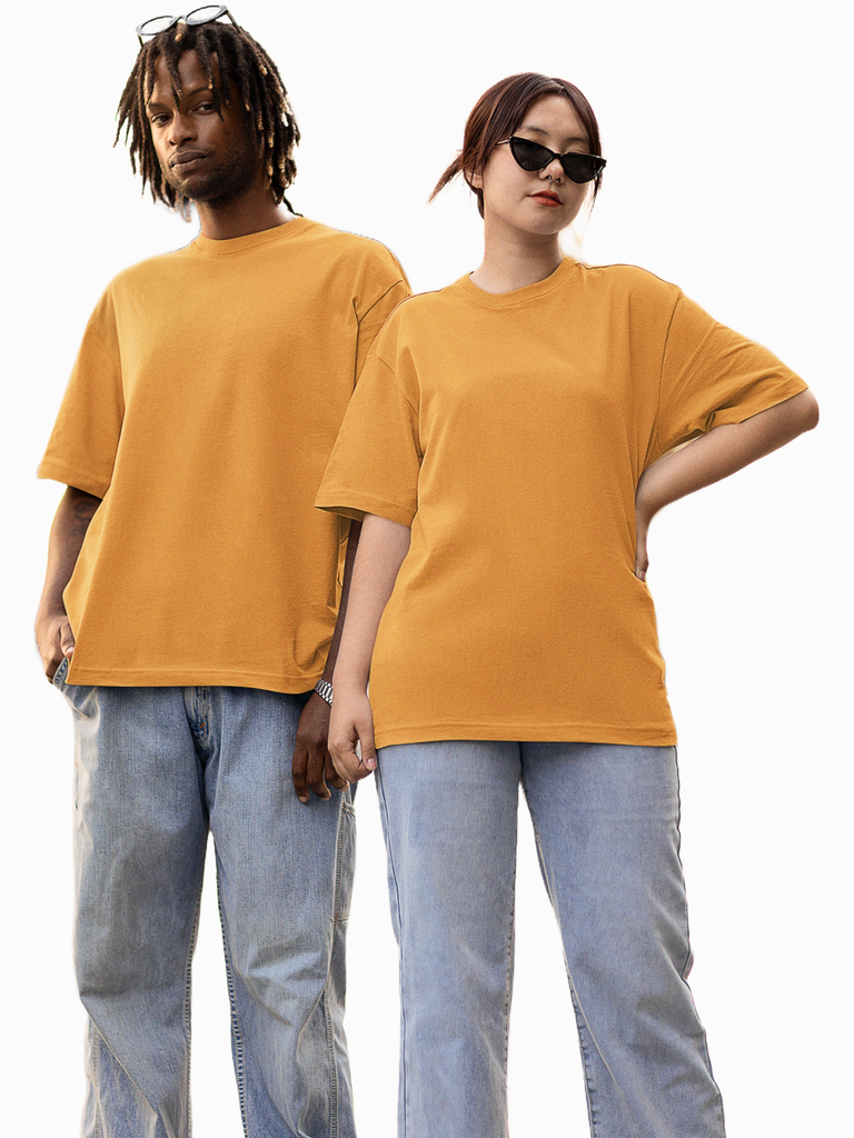 Mister Fab Oversized Premium Golden Yellow Cotton T-Shirt