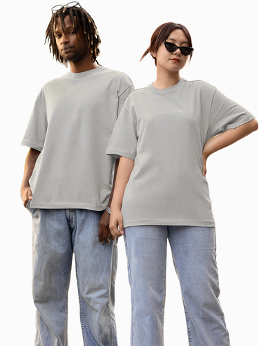 Mister Fab Oversized Premium Grey Melange Cotton T-Shirt