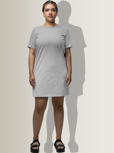 Mister Fab Grey Melange T-Shirt Dress with Pockets