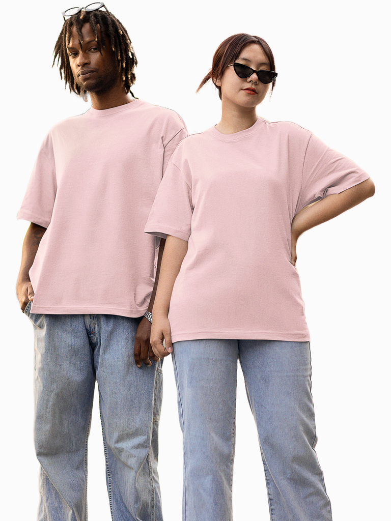 Mister Fab Oversized Premium Light Pink Cotton T-Shirt