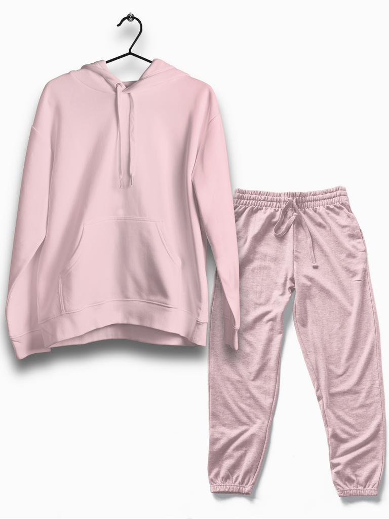 Unisex Premium Quality Heavyweight Oversized Hooded Sweatshirt and Jogger Co-ord Set - Light Pink