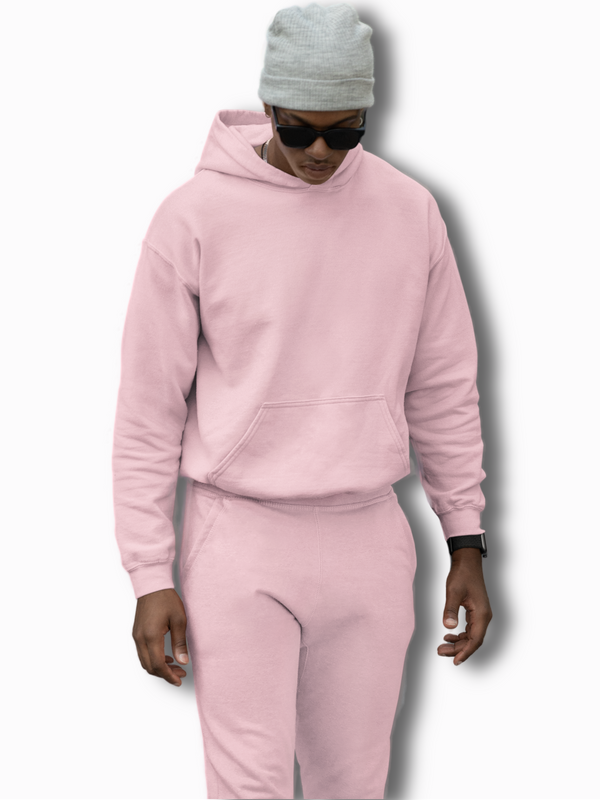 Unisex Premium Quality Heavyweight Oversized Hooded Sweatshirt and Jogger Co-ord Set - Light Pink