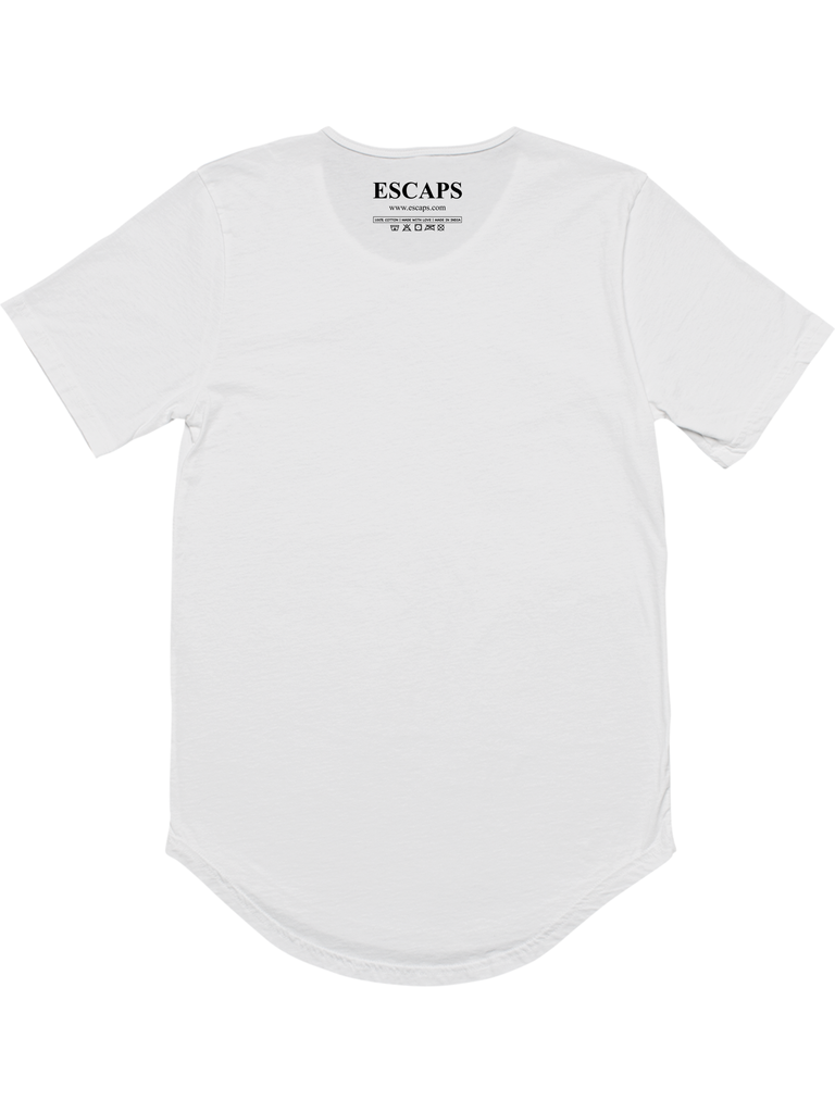 Mister Fab White Longline Curved Cotton T-Shirt