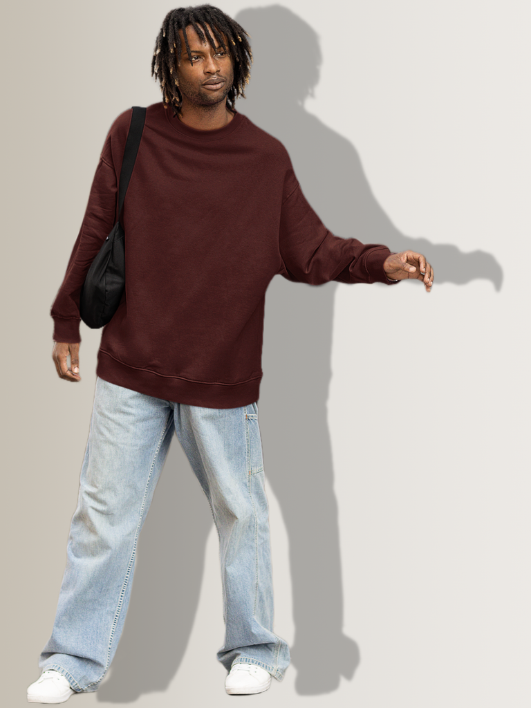 Mister Fab Maroon Heavyweight Oversized Sweatshirt