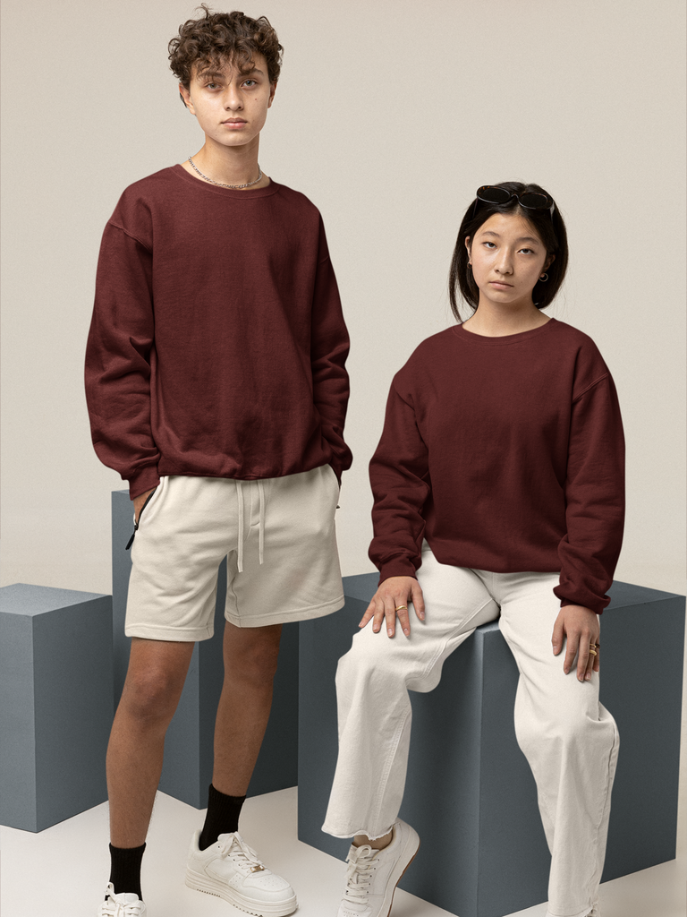 Mister Fab Premium Maroon Cotton Sweatshirt