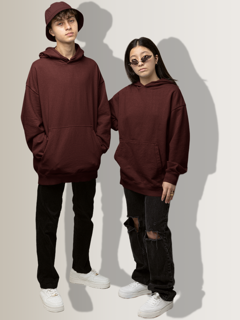 Mister Fab Maroon Heavyweight Oversized Hooded Sweatshirt