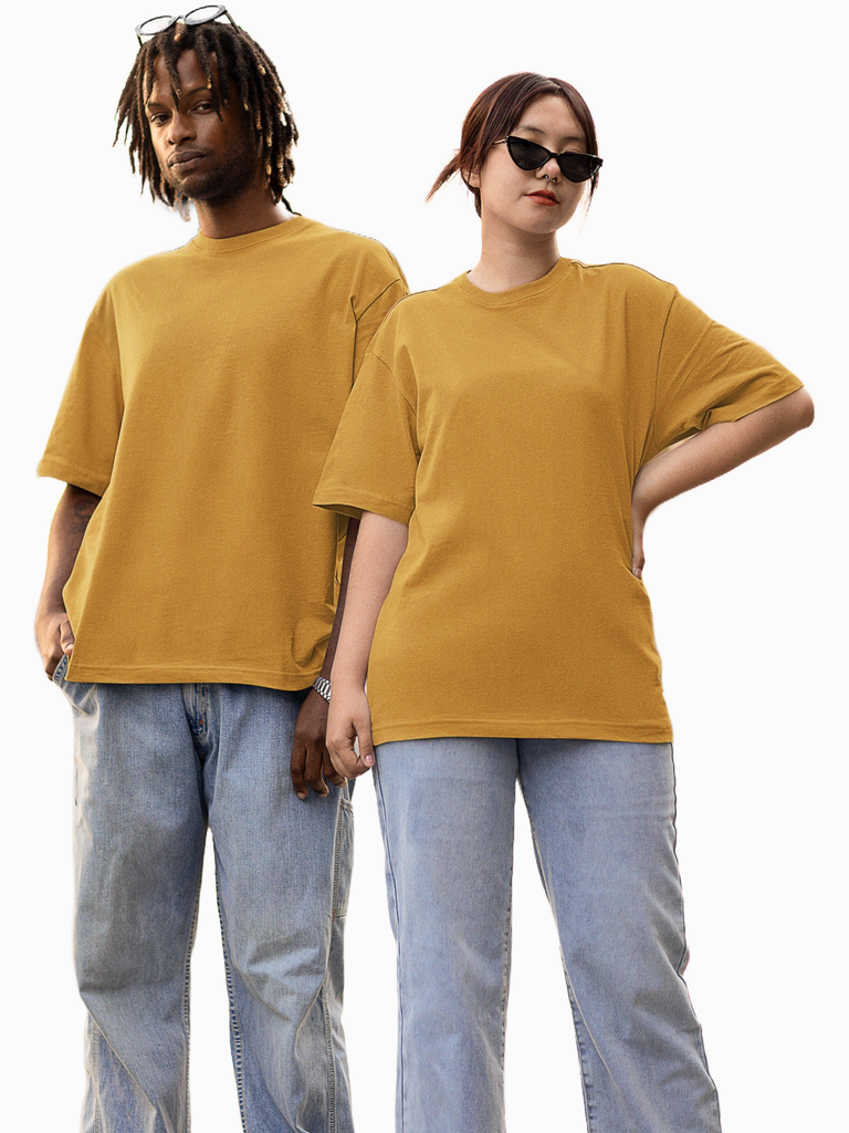Mister Fab Oversized Premium Mustard Yellow Cotton T-Shirt