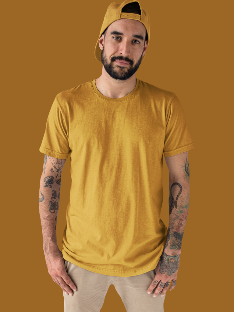 Mister Fab Premium Mustard Yellow Cotton T-Shirt