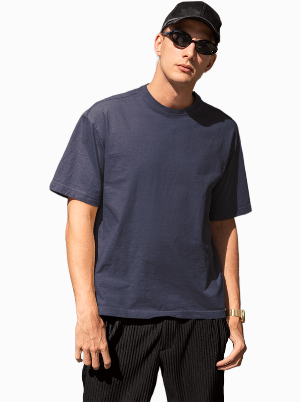 Mister Fab Oversized Premium Navy Blue Cotton T-Shirt