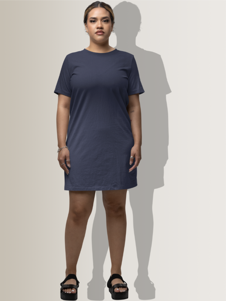 Mister Fab Navy Blue T-Shirt Dress with Pockets