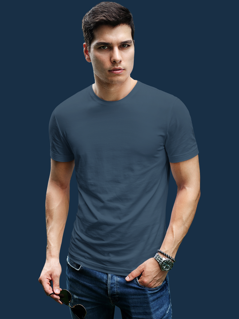Mister Fab Premium Petrol Blue Cotton T-Shirt