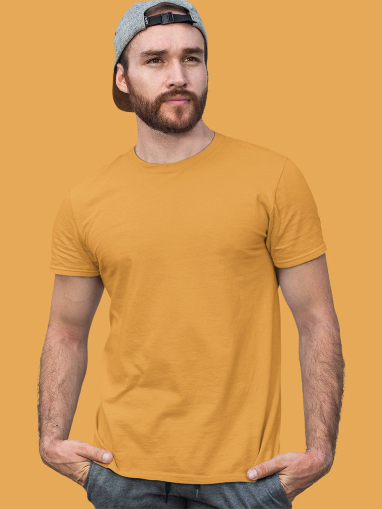 Mister Fab Premium Golden Yellow Cotton T-Shirt